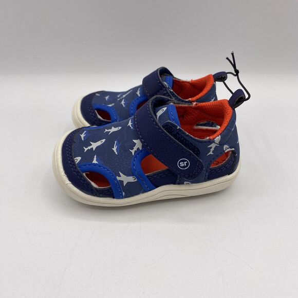 Surprise By Stride Rite Size 3 Months Infant Blue Shark Flo Boys Shoes NWOT - Picture 4 of 8